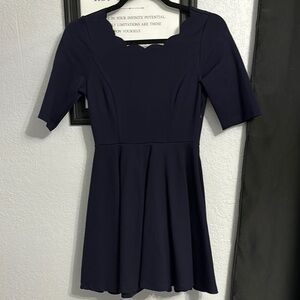 Lulu's Blue Pleated Fit and Flare Mini Dress